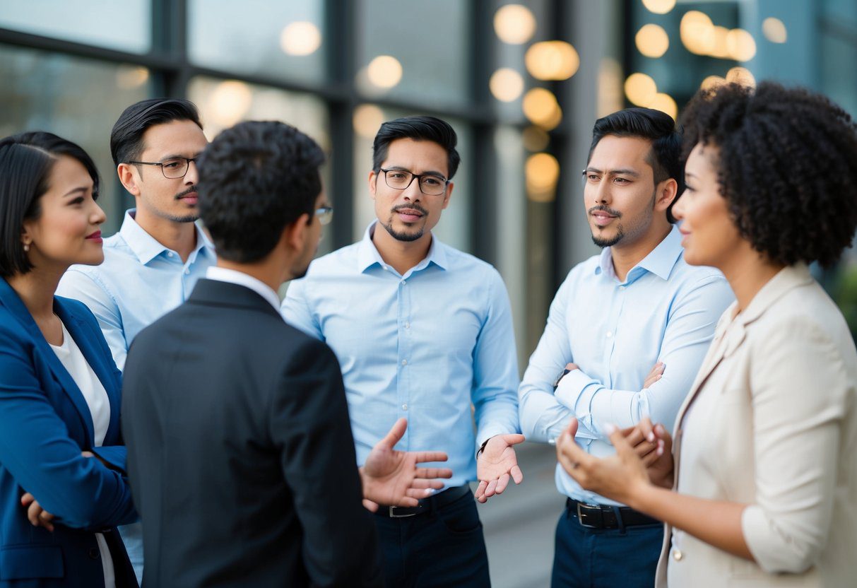 A group of people discussing and debating the concept of shared ownership, with some individuals expressing uncertainty and others confidently advocating for its benefits