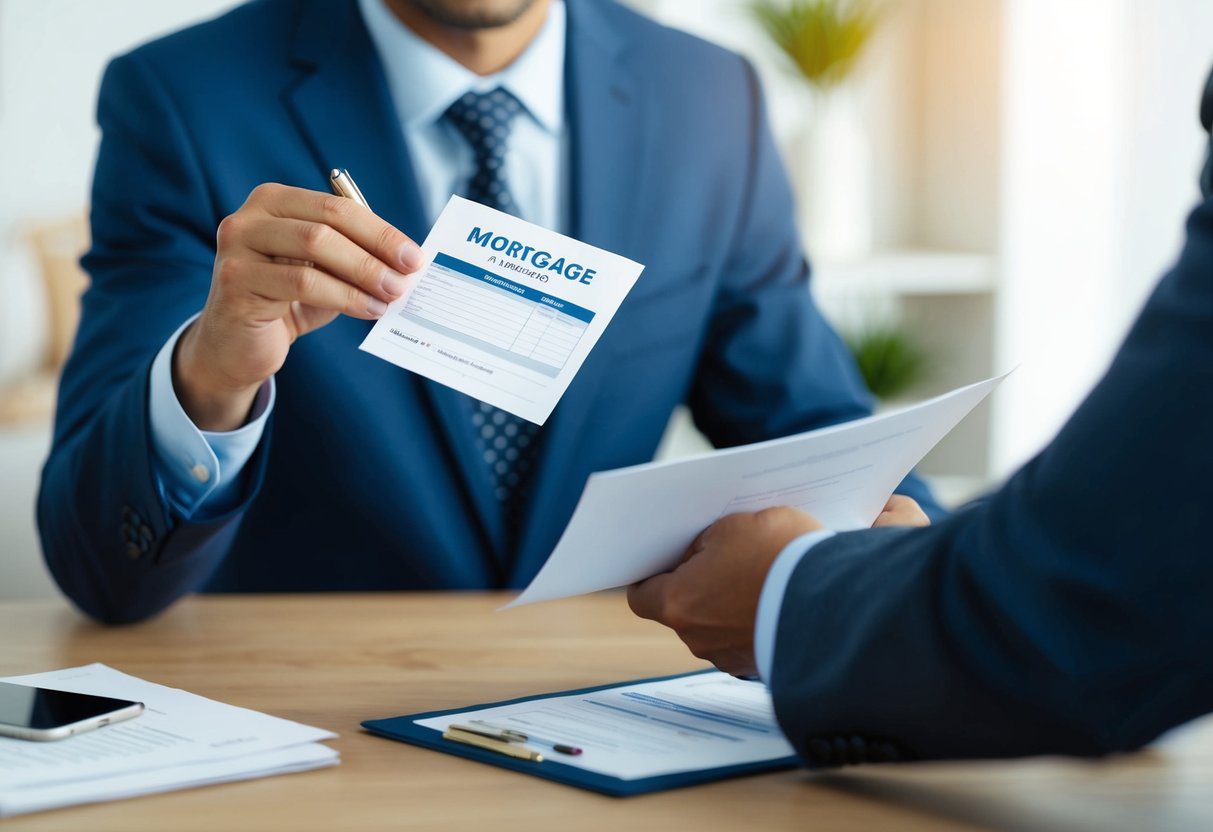 A person submitting a mortgage application while a credit report is being reviewed by a financial institution