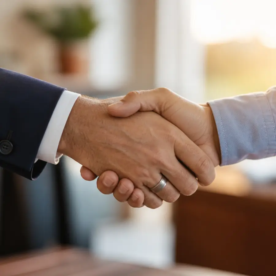 Mortgage broker shaking hands with client representing whole-of-market UK Mortgage Broker service